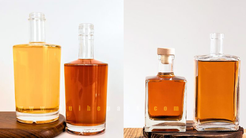 Botellas de whisky redondas versus cuadradas - botella de whisky de vidrio