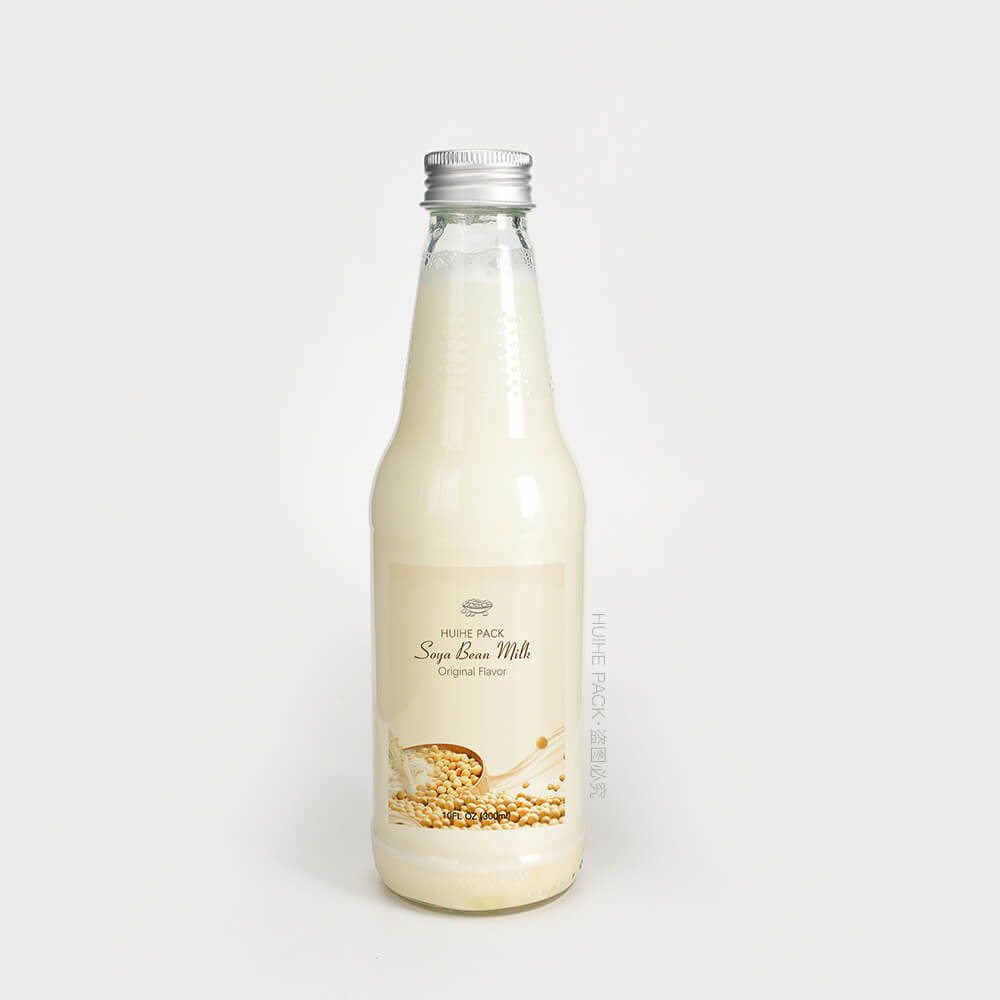 Botella de vidrio lácteo de leche de soja de 300 ml de Vietnam con tapa de aluminio