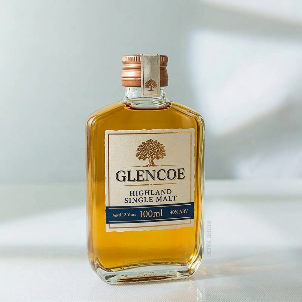 botella de vidrio matraz de whisky
