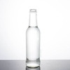 Botella de bebida de vidrio de cuello largo de 300 ml con tapa de corona