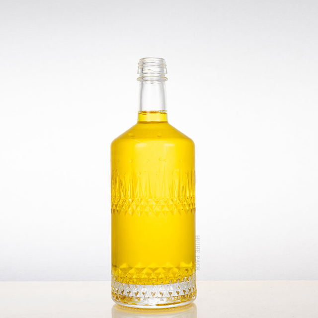 Botella de licor de vidrio de grabado intrincado diamante - estampados