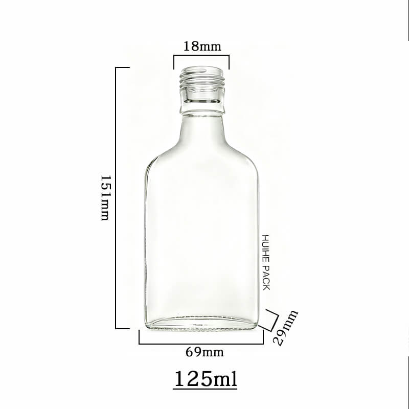 flat 125ml glass liquor bottle (14) botella de licor de vidrio plana de 125 ml (14)