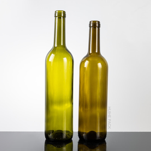 Botella de vino Burdeos de vidrio verde de 750 ml con corcho en T