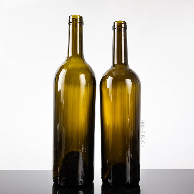 Botella de Vino Tinto Burdeos Cristal Verde Oscuro 75cl