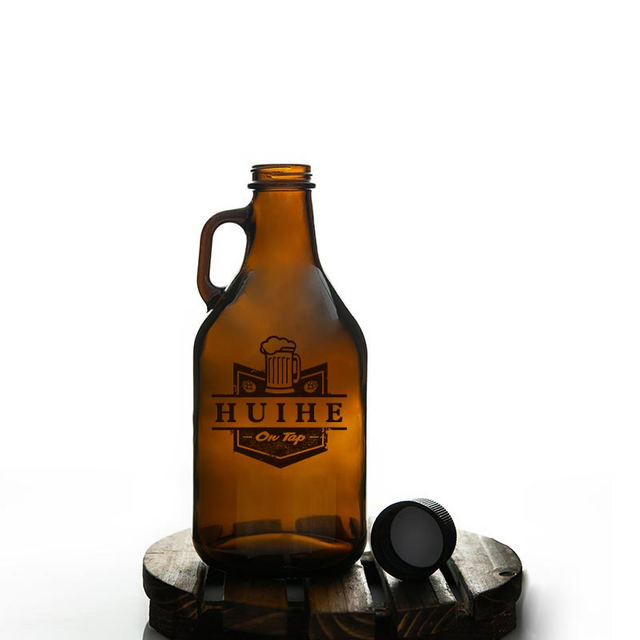 Growler de vidrio de un gal&oacute;n de cerveza &aacute;mbar de 1000 ml