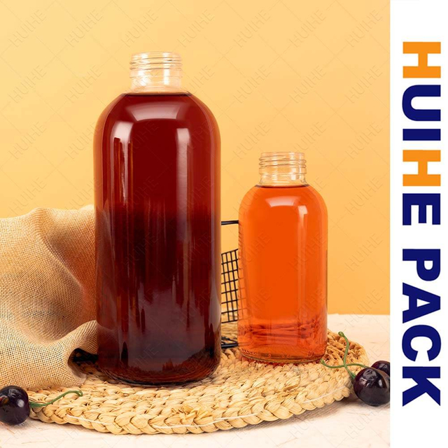 Botella de bebida de vidrio Kombucha de cuello ancho de 350 ml y 1000 ml con tapa personalizada