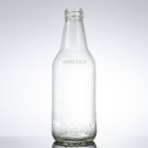 Botella de agua de vidrio texturizado premium de 380 ml con tapa de rosca