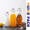 350ml 500ml 750ml 1000ml Botella de bebida de vidrio transparente con tapa abatible