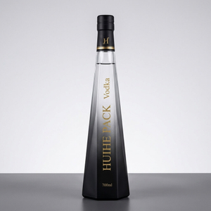 Botella de vodka de vidrio transparente irregular de 700 ml con corcho