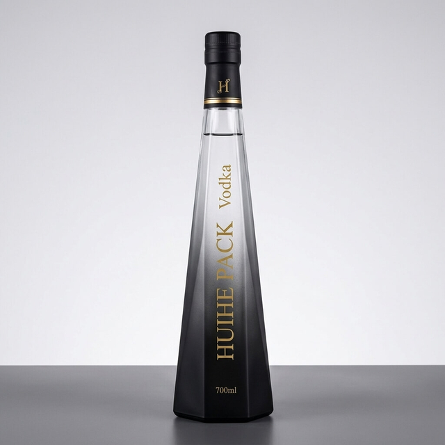 Botella de vodka de vidrio transparente irregular de 700 ml con corcho