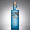 Letras elevadas botella de licor de vidrio de cilindro texturizado