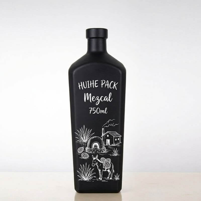 Botella de vidrio de mezcal personalizada