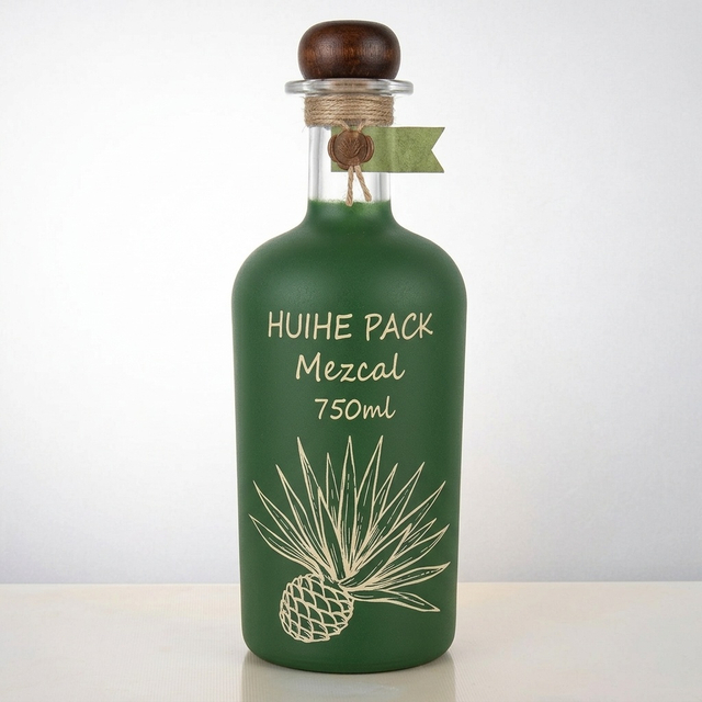 Botella de licor de vidrio de hombro redondo de 750 ml de cuello largo