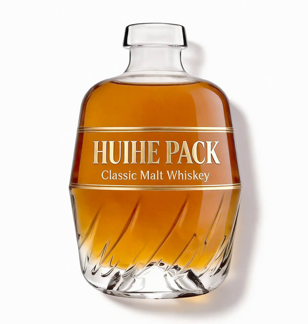 Botella de cristal de cebada de 70 cl para vodka, ron, ginebra, tequila, whisky con acabado carnette