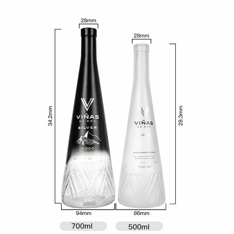 Tapered Neck Spirits Bottle capacity Capacidad de botella de espíritus de cuello cónico