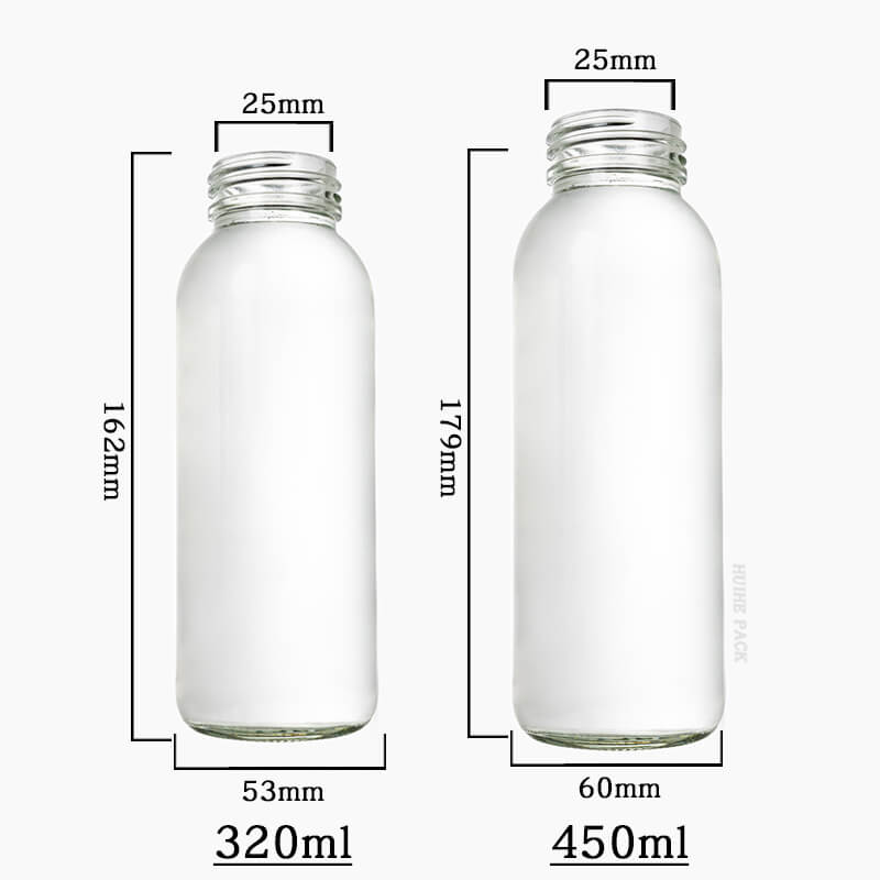 320ml 450ml glass beverage bottle wide mouth (18) Botella de bebida de vidrio de 320 ml y 450 ml de boca ancha (18)