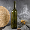 Botella de vino Burdeos de vidrio verde de 750 ml con corcho en T
