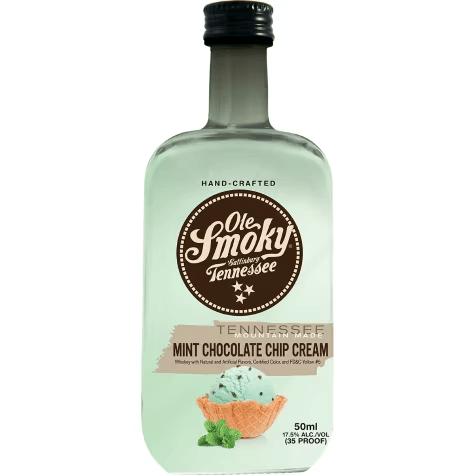 Botella de crema de whisky con chispas de chocolate Ole Smoky Mint de 50 ml