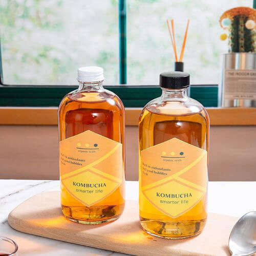 botellas transparentes de kombucha boston