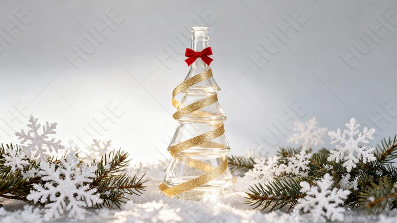 5 tipos de botellas de licor navide&ntilde;as: botella de licor con forma de &aacute;rbol de Navidad