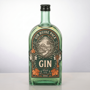 Botella de licor de vidrio de cuello largo en forma de arco de 600 ml