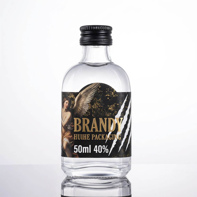 Botellas de chupito de alcohol de vidrio de pedernal transparente cuadrado de 50 ml