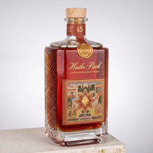 Botella de whisky de vidrio de prisma rectangular con mejor agarre