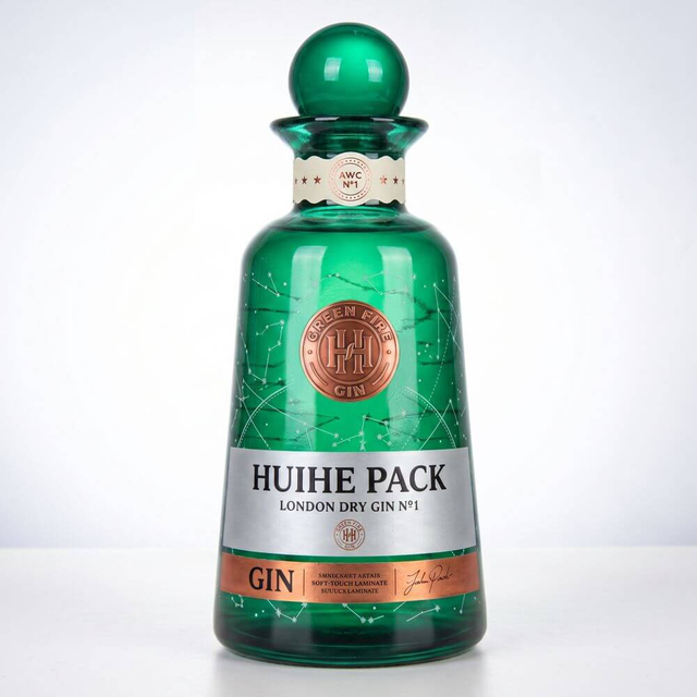 Botella de licor de vidrio c&oacute;nico con cuello ancho